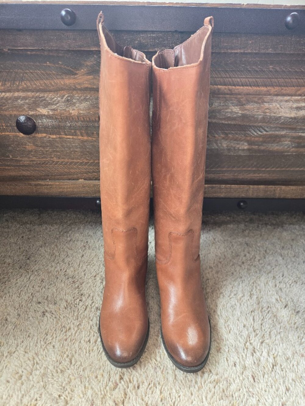Sam Edelman Penny Leather Riding Boots Whiskey Brown Youth US Size 3/Womens 4.5